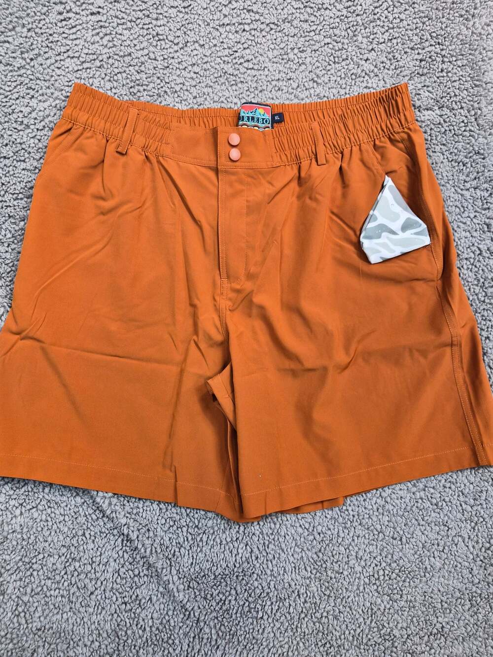 Burlebo Everyday Shorts Men's Size XL Burnt Orange Camo Pocket (1260)